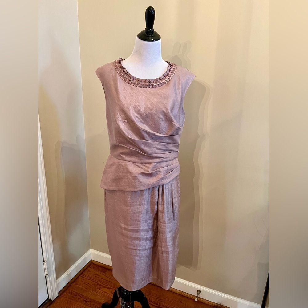 Adrianna Papell Pink/Lilac jeweled neck dress Size 14